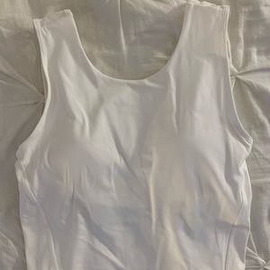 Lululemon White Padded-Bust Tank Top